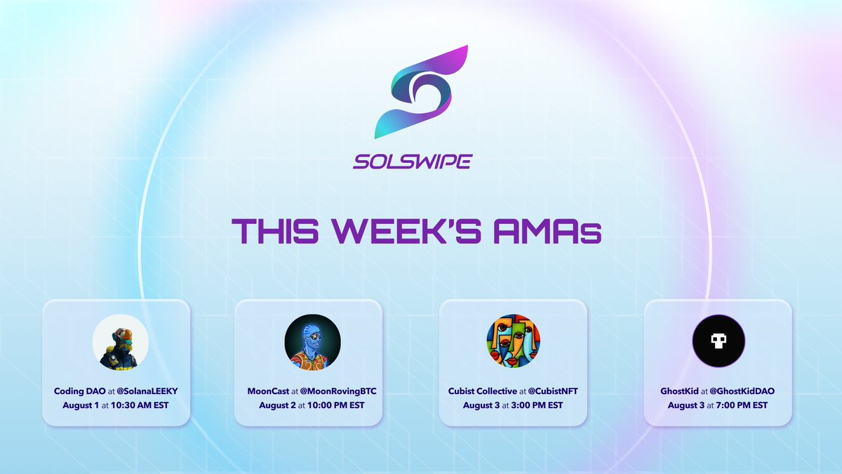 AMA Marathon this week. Come join us and we'll be giving out Swipelists (WL) 🎉

Let's kick off the week strong 🦾
✅Share with your friends!
✅Like + Retweet ❤️

3 WL spots up for grabs!

#SWIPESWIPE