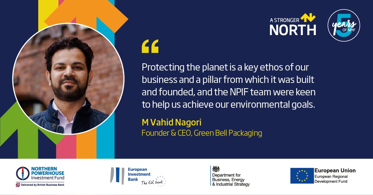 NPIFBBB's tweet photo. 🎊 5 Years of NPIF 🎊

We spoke to Vahid Nagori, CEO of @greenbellpack to ask about the impact of investment from @MSIFunding and NPIF had on his business ♻️

Find out how he used funding to help kickstart his plant-based mailing bag here 📲 https://t.co/Rco4ynSnCR https://t.co/e5mYs59kNE