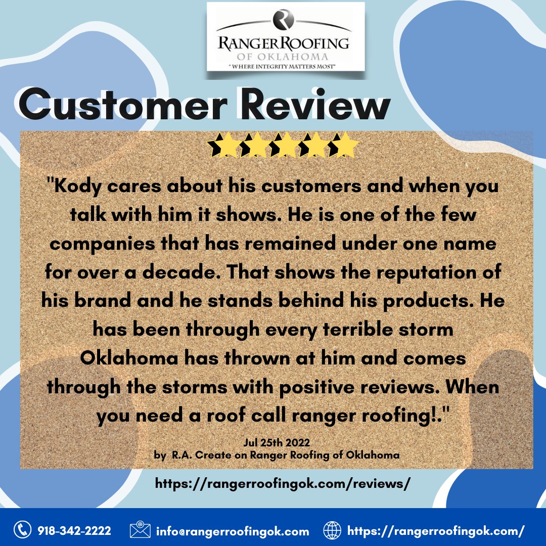 RangerRoofing's tweet photo. Storms may come and go, Ranger Roofing will be here to help. Thank you, R.A Create for this amazing review.

Let us show you how the PROFESSIONALS roof houses!⁠
⁠
#customerreview #rangerroofing #roof #rooftop #roofer #remodel #remodeling #roofing https://t.co/8l7kj4FfEG