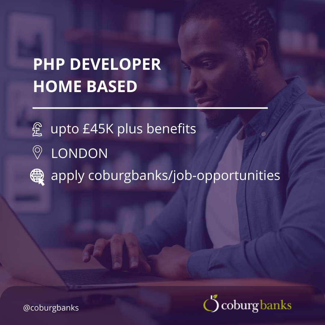 CoburgBanks's tweet photo. We're looking for a #phpdevloper #homebased to join our client.
If you're a great team player with a flexible attitude, then we want to hear from you. Visit our job board to find out more.
#php #phpdevloper #workfromhome #homebased #jobsearch #itrecruitment https://t.co/XN035wP4wc