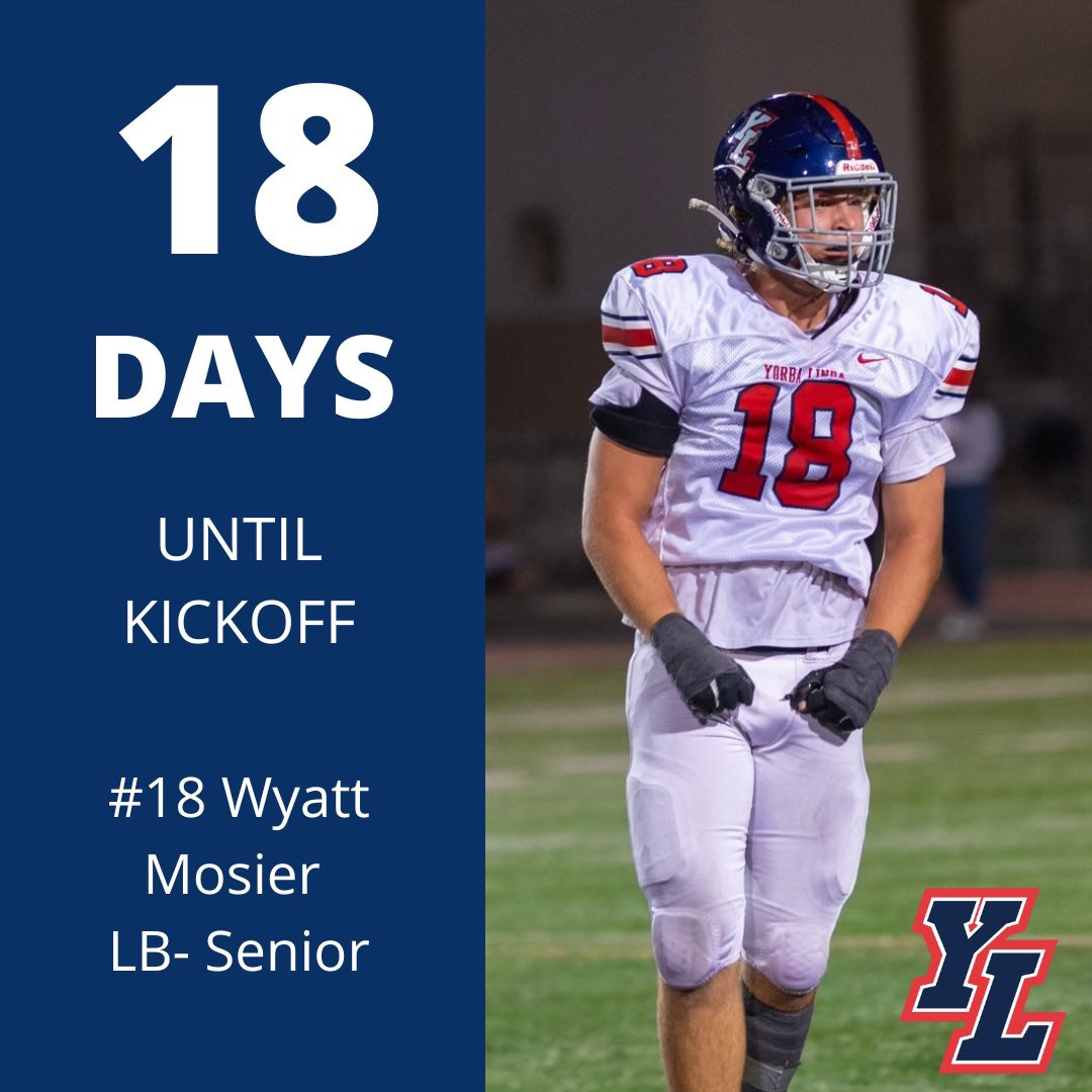 ylhsfootball's tweet photo. 18 Days till Kickoff!  08/19/22 @ Damien @MosierWyatt @coachbailey_yl @ylaed11 @coachdomen_yl @YLHSathletics https://t.co/mMgjj4PbLr