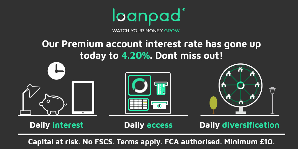 'We are pleased to announce that we have increased our Interest Rates on our Premium and ISA Premium accounts as of today to 4.20%. Go to bit.ly/2YPnES7 for more information. Capital at risk. No FSCS. Terms apply.