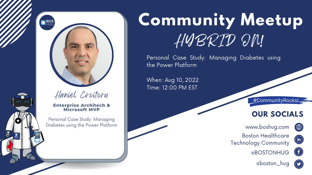 boston_hug's tweet photo. Happy Monday folks! β¨
Check out our upcoming Hybrid Meetup on the 10th of August at Microsoft Office in Boston
Register here for FREE: https://t.co/RkzGNqlavg
#communityrocks #boshug #PowerPlatform #microsoftforhealthcare https://t.co/g0lc7NDeyk