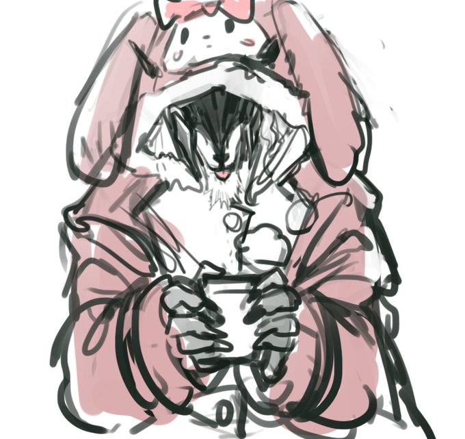 진짜로 마이멜로디 잠옷입고 코코아 마시는 말리케스 