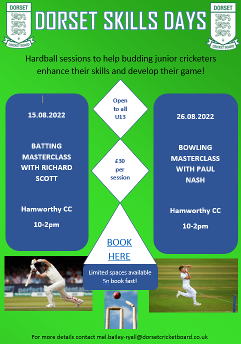 DorsetCricket's tweet photo. With the incredible uptake for these skills days, 4 more places on each session have been added. Book now to avoid disappointment! 🏏
Keep an eye for more possible days..
https://t.co/9eCSdKFgEE https://t.co/vDk4eOAHh2