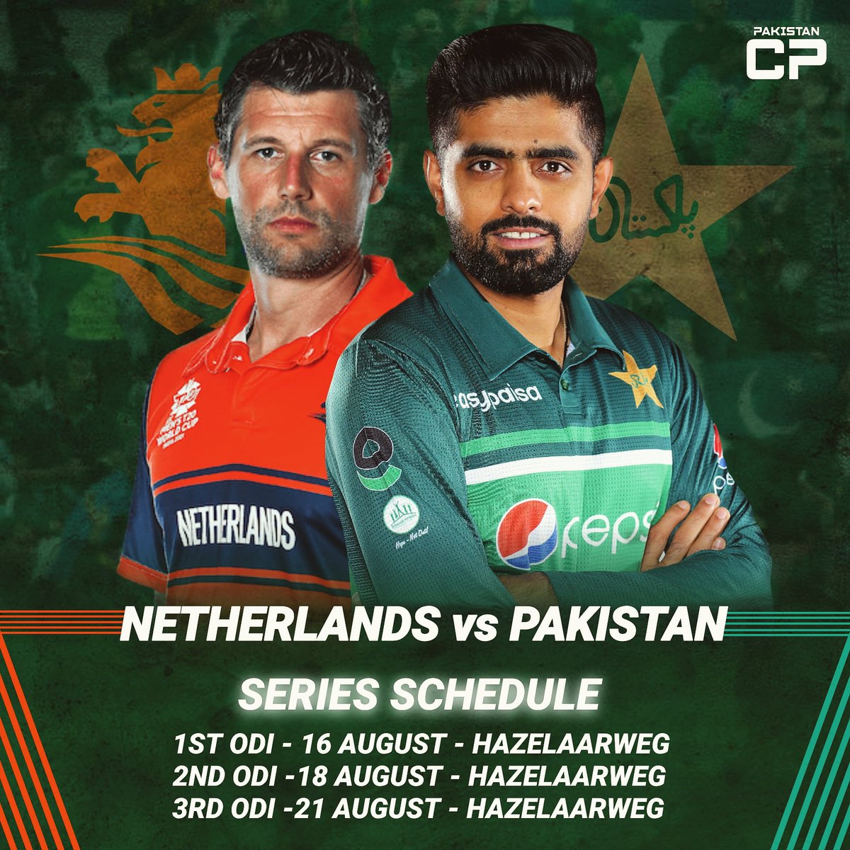 PakistanCricpro's tweet photo. 𝗣𝗮𝗸𝗶𝘀𝘁𝗮𝗻 tour of 𝗡𝗲𝘁𝗵𝗲𝗿𝗹𝗮𝗻𝗱𝘀 2022 🔥
3 Match ODI series played between Pakistan and Netherlands at Hazelaarweg Ground 🏟️

#PAKvNET #Pakistan #Cricket #BabarAzam https://t.co/3eJroNeqSP