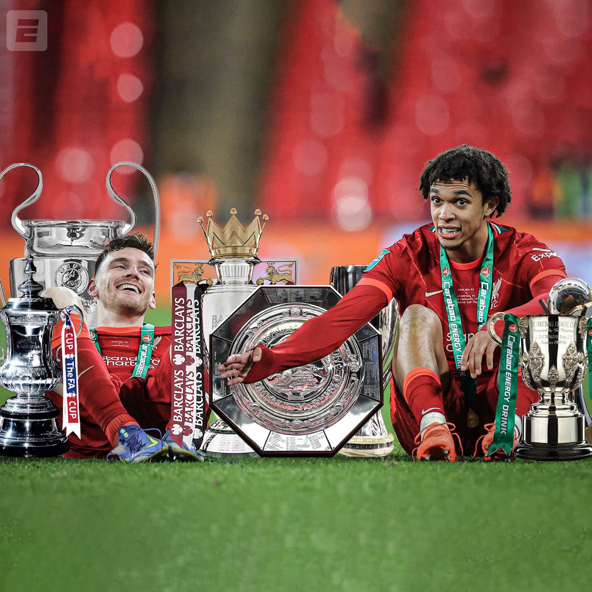ESPNUK's tweet photo. Alexander-Arnold and Robertson have now won every possible trophy together at Liverpool 🏆 https://t.co/1cD4nn10aZ