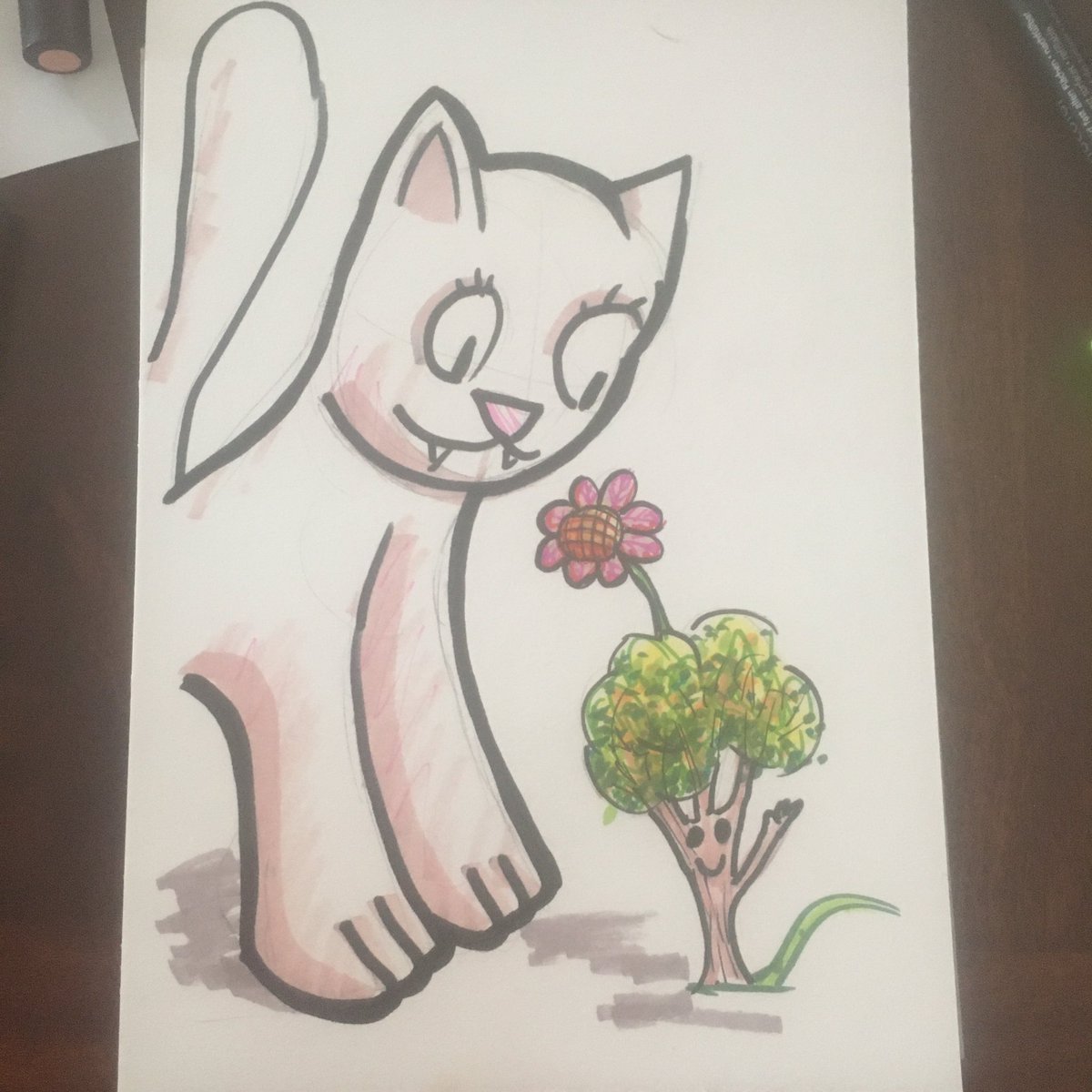 stuffByBez's tweet photo. For @CakeofDoomGame 

The cat is for scale. The tree is smaller than a bonsai tree.

#BezDay #ArtRequest https://t.co/g4hDXsbL0B