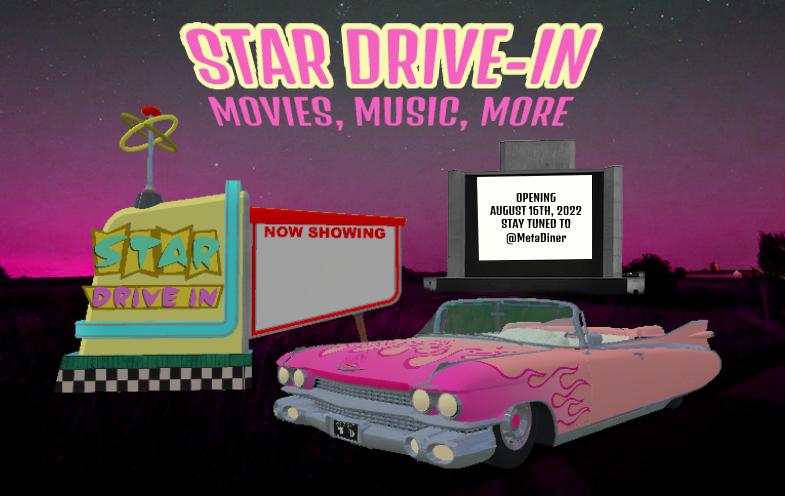 TheDinerStudio's tweet photo. We announced a competition & a new space - the #STARDriveIn (in
@spatialxr on August 16th).
More info on our website: https://t.co/AbndDpezky.
Practice your best #TheKing impression & join us on Tuesday's episode of #OrderUP! #metaverse #NFT #PinkCadillac https://t.co/CN2joLOnV8