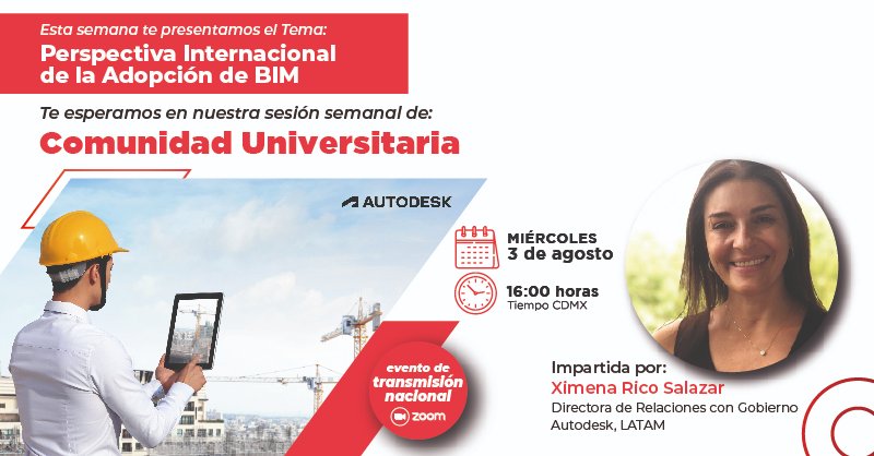 Esta semana el tema "Perspectiva Internacional de la Adopción de BIM" será impartido por una expositora de primer nivel: Ximena Rico Salazar Fundadora y actual Directora del BIM TaskGroup México

Regístrate
cmic.org.mx/cmic/eventos/e…

#construcción #universidad #estudiante
