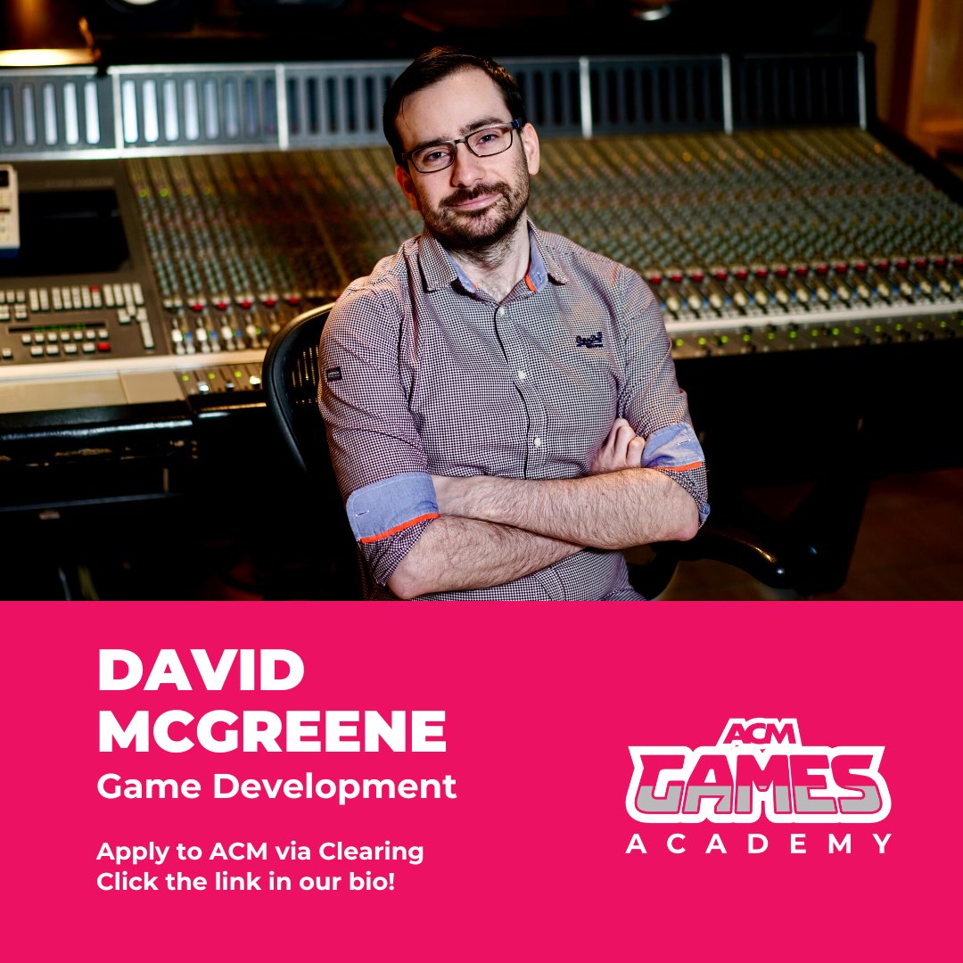 acm_uk's tweet image. Spotlight on David McGreene! 🎮 Swipe to learn about David!

Are you an artist 🎨 , graphic designer 🖥️ , animator 👾 or games lover🕹️ ? Join the ACM Games Academy this September by clicking the &apos;Clearing&apos; link in our bio!

#ThisIsACM #ACMuk #GameDevelopent #Gaming #UCAS