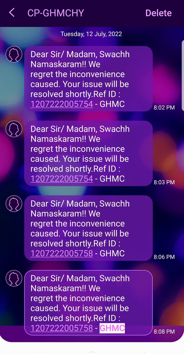 <a href="/GHMCOnline/">GHMC</a> 
Giving street light complainys from 12th july, 
Till now it is not rectified
Plz rectify asap. 
Concerned AE of shaikpet division Ms. shushma not responding to calls after repeated follow ups.
