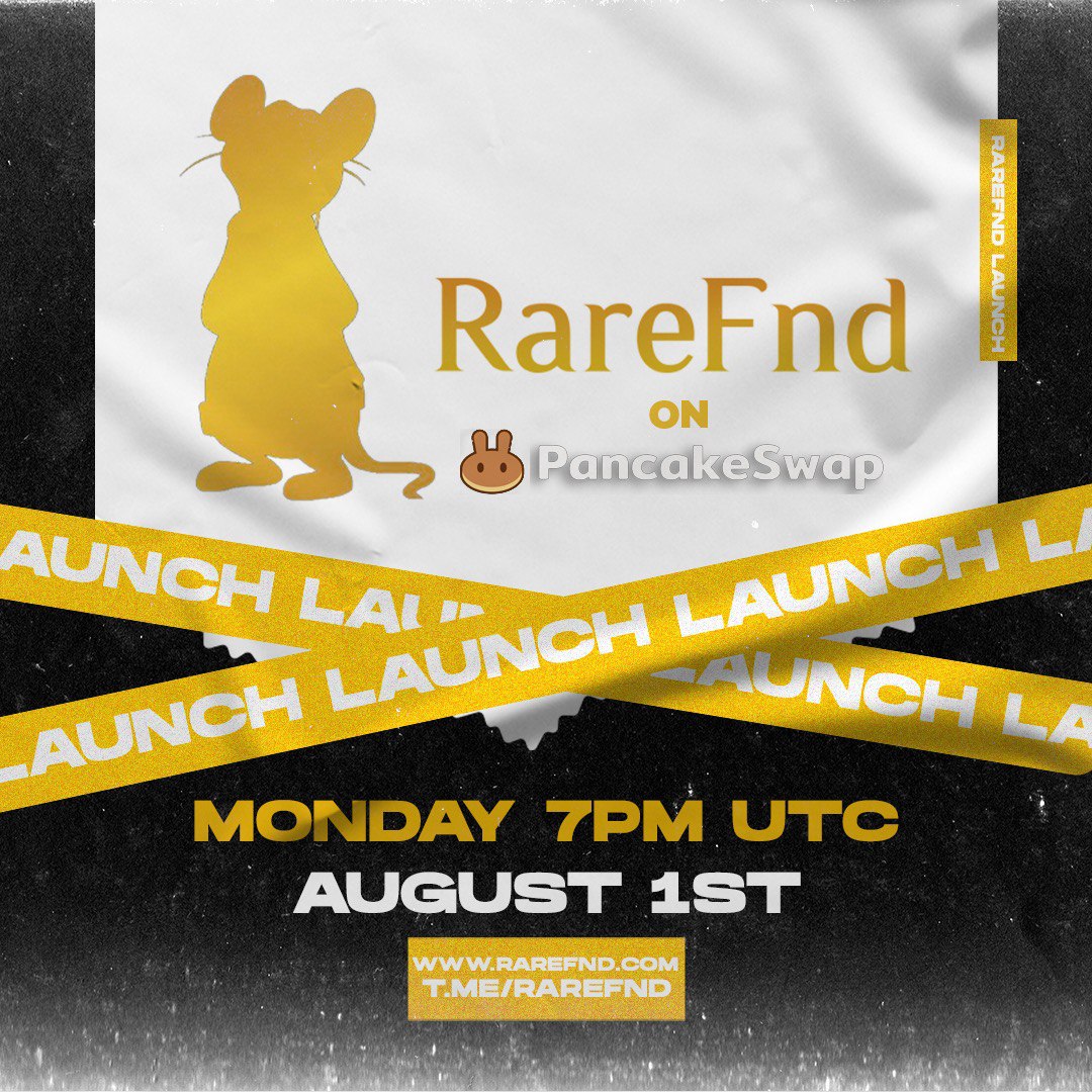 Rare FND LAUNCH TONIGHT!!

5 HOURS TIME ON PANCAKESWAP!

🥇 THE ONLY END-TO-END CROWDFUNDING PLATFORM IN CRYPTO
💸 600BNB HC SOLD OUT
✅ HACKEN AUDIT &amp; KYC
🚀 LOW MCAP 190K
🇦🇪 INCORPORATED IN DUBAI
📈 HUGE PARTNERSHIPS

#NFTMarketplace, #NFTs, #launch, #bsc, #bnb,#rarefnd