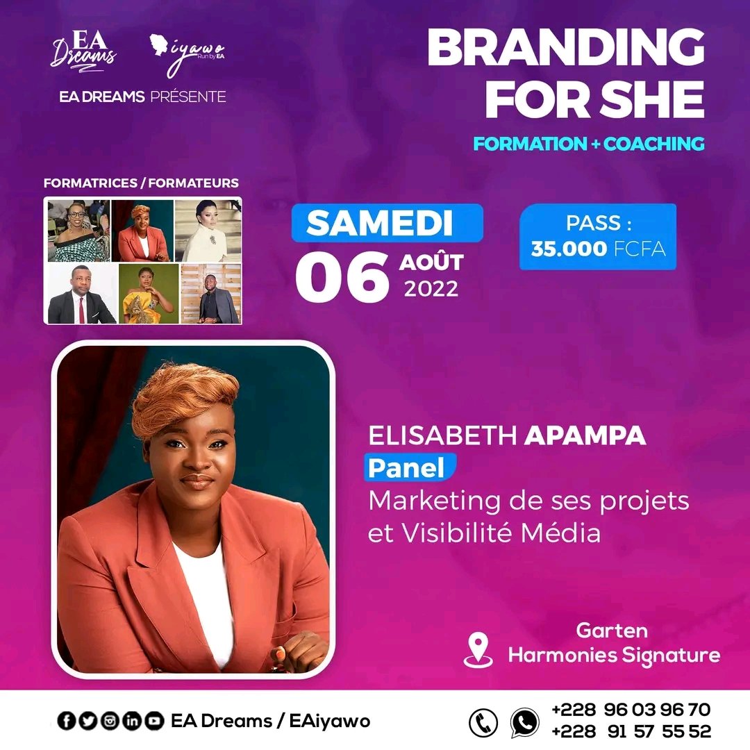 jovialsodatonou's tweet photo. Il ne reste que quelques jours pour les inscriptions à la formation #brandingforshe.
Améliorez votre visibilité média, travaillez votre image , découvrez des outils pour booster votre confiance en soi & business !
Infos & payement aux 96039670/91575552. https://t.co/grqi25tByd
