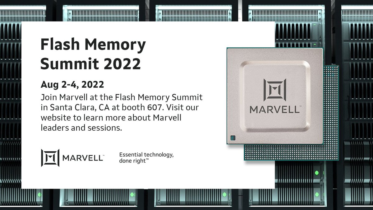 MarvellTech's tweet photo. Tomorrow! Join #Marvell at #FMS2022! Catch Marvell’s industry thought leaders:

➡️ CXL: Getting Ready for Take-off w/Shalesh Thusoo at 9:30 am
➡️ Optimizing Clouds w/Pichai Balaji at 9:45 am
➡️ Ethernet SSDs Part 2 w/Khurram Malik at 4:35 pm

Learn more: https://t.co/a8twmFqINb https://t.co/i7sFATI5hX