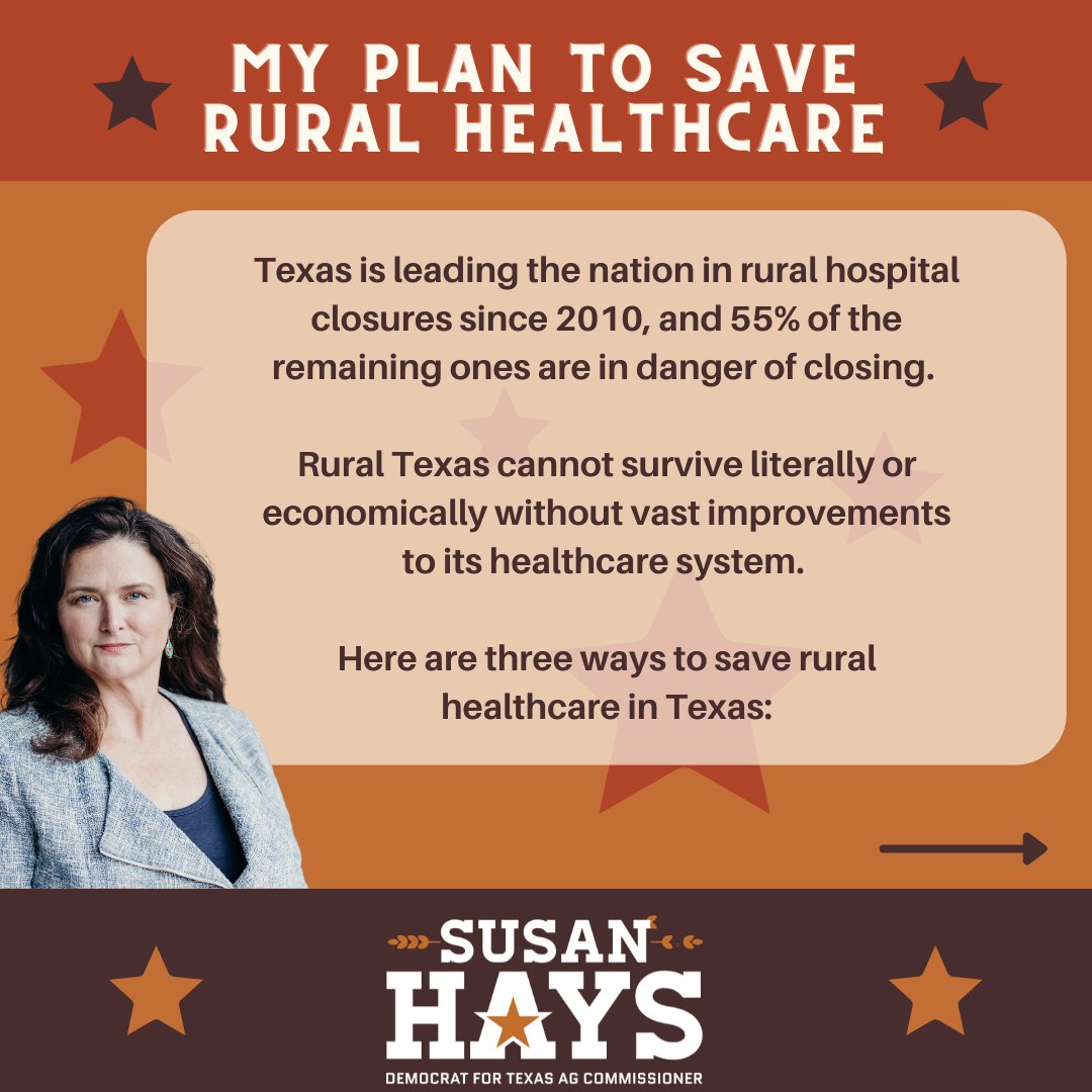 hays4tx's tweet photo. Today, I released my plan to save rural healthcare in Texas. Rural Texas has been left behind, and we need to turn it around before it's too late. Check out my full plan here: https://t.co/5Xw9eP7poA https://t.co/Q8sVq6GtCR