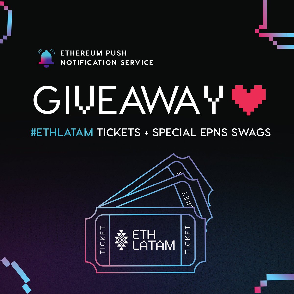 PushChain's tweet photo. Hola #EPNS fam! 👋

We are giving away 3 #ETHLatam tickets + Special EPNS swags to 3 lucky winners!😍

All you have to do is:
➡️Follow @epnsproject
➡️Like &amp; RT
➡️Tag a speaker that you'd like to see at the event (List of speakers: https://t.co/MDRTuRhWtQ)

Go go go ✈️
#Push2Latam https://t.co/21uRUTHpca