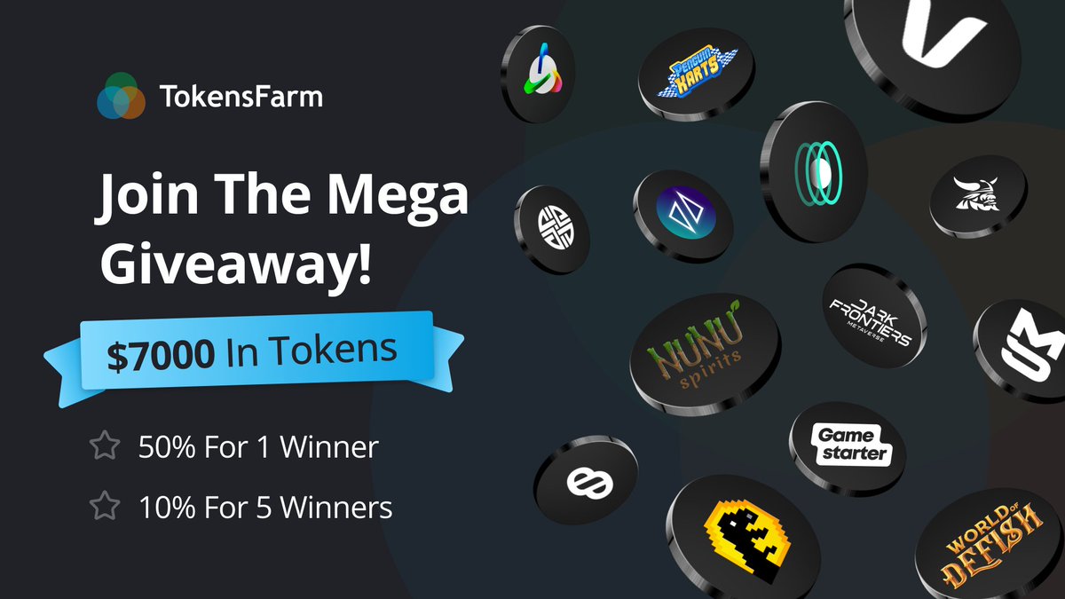 The #TokensFarmGiveaway is live! 

🧺Basket of tokens worth ∼$7K
💰Each project contributed ∼$500 in token value
🏆50% for 1 winner 
🥈10% for 5 winners

RT &amp; follow us and do all tasks 👉gleam.io/8LFqX/tokensfa…
🔽View the participants below! 
#giveaway #cryptogiveaway #win