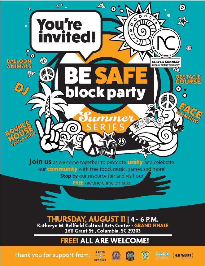 CityofColumbia's tweet image. Join Serve &amp;amp; Connect on Thursday, August 11, 2022 from 4 pm – 6 pm to promote unity and celebrate our community!
📍 Katheryn M. Bellfield Cultural Arts Center, 2611 Grant Street
#WeAreColumbia