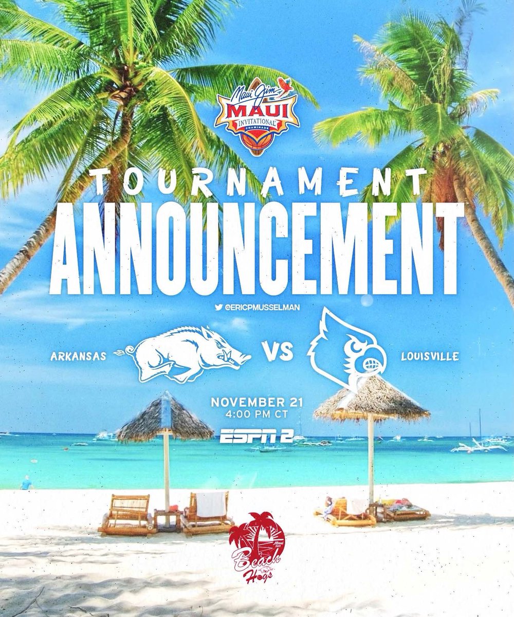 EricPMusselman's tweet photo. Facing off against Louisville in the first round of the @MauiInv #MauiHoops #BeachHogs https://t.co/KV1dVDbCGv