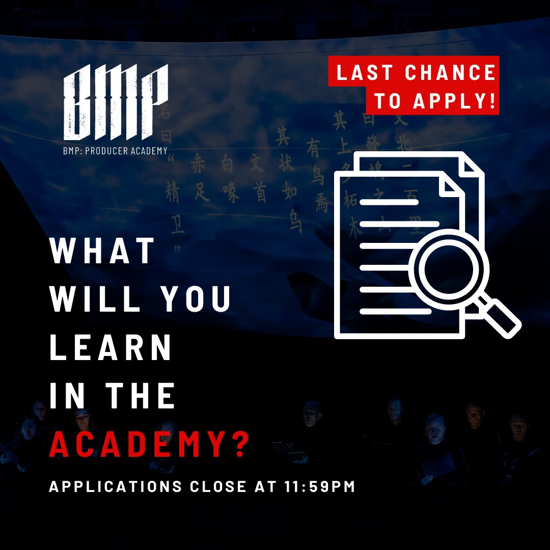 BMPOPERA's tweet photo. APPLY TODAY! Applications to the 2022 BMP: Producer Academy close TONIGHT at 11:59pm. Thanks to the generosity of @MellonFdn the academy is #TuitionFree for all students and is open to applicants worldwide ⚠️
Learn more: https://t.co/hWTpen6rmJ
#OperaProduction #OnlineWorkshop https://t.co/G3q2o1esZd