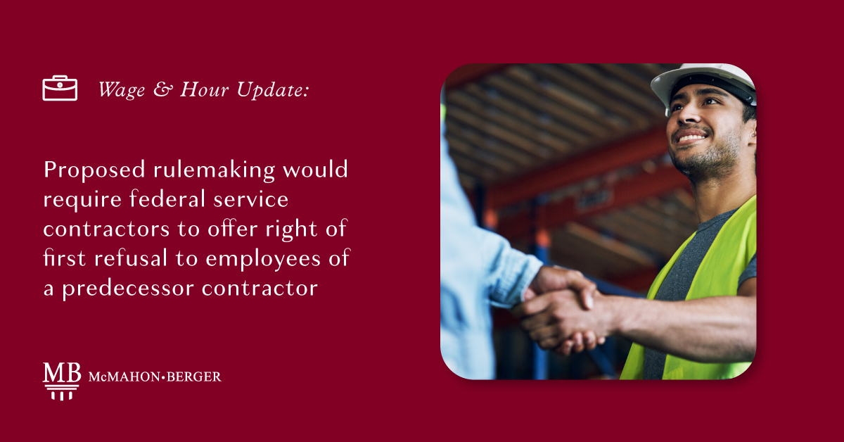 The rule would implement an Executive Order signed in November 2021, with the intention of avoiding the displacement of qualified employees working on federal service contracts. Public comments are due on or before August 15: ecs.page.link/2SL7n
