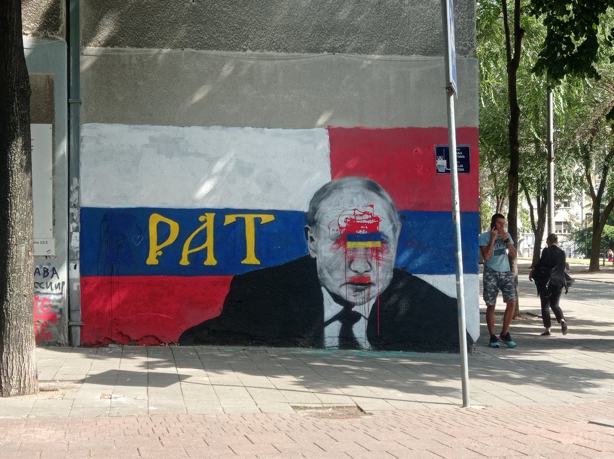 KontraPRESS's tweet photo. Intervencija u prostoru vol. 2 #Putin #belgradestreetart #ukrajina #UkraineRussianWar #solidaritywithukraine #Ukraina #StopRussianAggression #belgrade https://t.co/c2swPDqeip