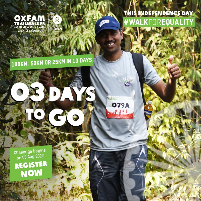 Sign up for something good today! ✨🙌🏻

Last few days to go. Register now: virtualtrailwalker.oxfamindia.org

#OxfamTrailwalker #WalkForEquality #IndependenceDay2022 #India <a href="/OxfamIndia/">Oxfam India</a>