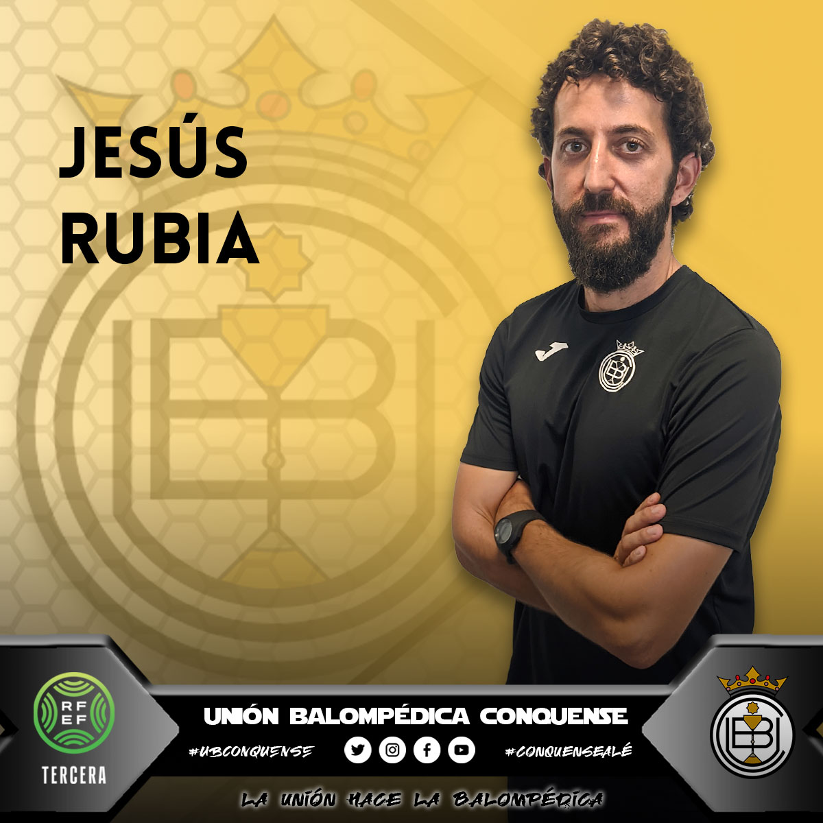 UBConquense's tweet photo. 📢 #InfoUBC
¡Tras el inicio de la pretemporada os presentamos de forma oficial nuestro cuerpo técnico para esta temporada!
📚 @RoberGutih (Entrenador)
🛠 @Castellanos5 (Segundo)
💪🏻 @jesusrubia (Preparador físico)
🧤 @AngelHerreros1 (Preparador de porteros)
#ConquenseAlé https://t.co/7u8kPlIPqL