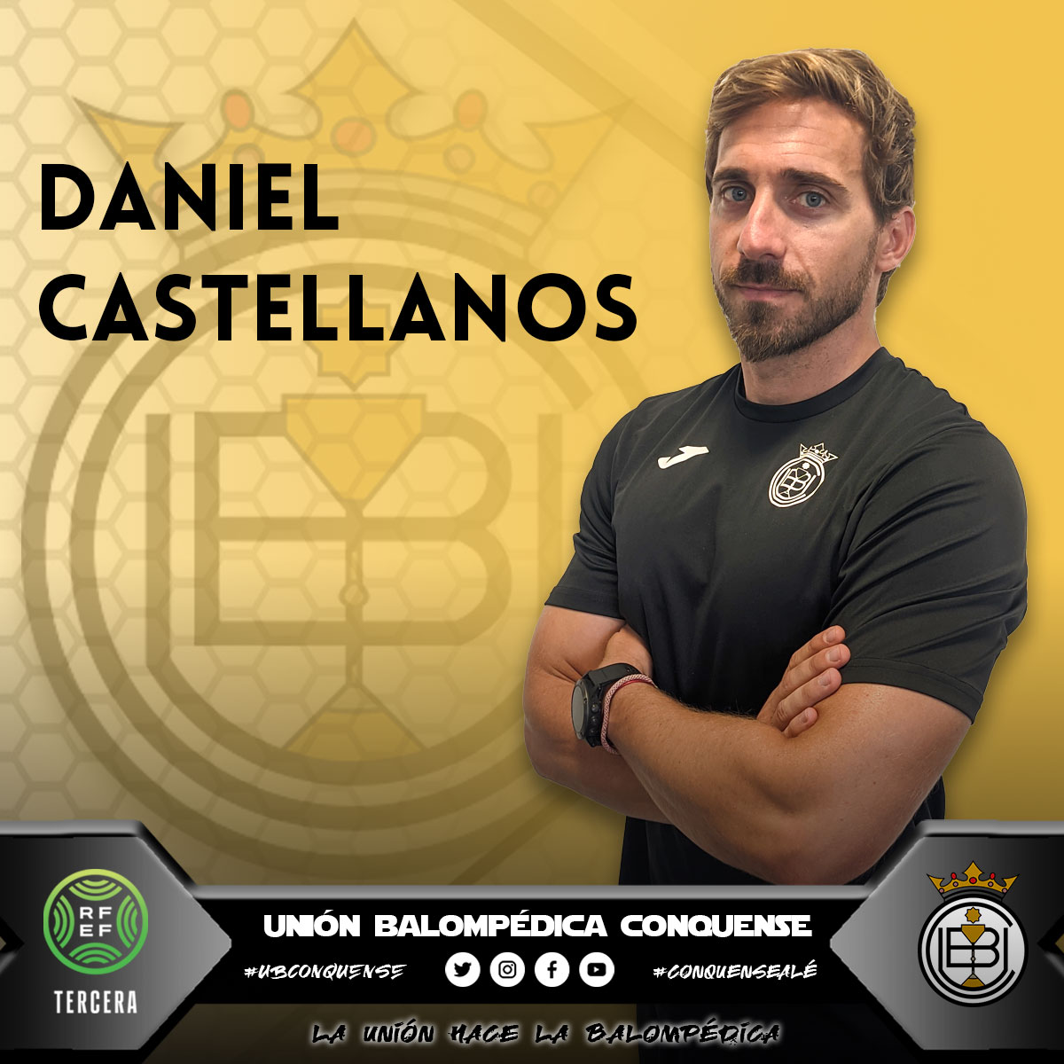 UBConquense's tweet photo. 📢 #InfoUBC
¡Tras el inicio de la pretemporada os presentamos de forma oficial nuestro cuerpo técnico para esta temporada!
📚 @RoberGutih (Entrenador)
🛠 @Castellanos5 (Segundo)
💪🏻 @jesusrubia (Preparador físico)
🧤 @AngelHerreros1 (Preparador de porteros)
#ConquenseAlé https://t.co/7u8kPlIPqL
