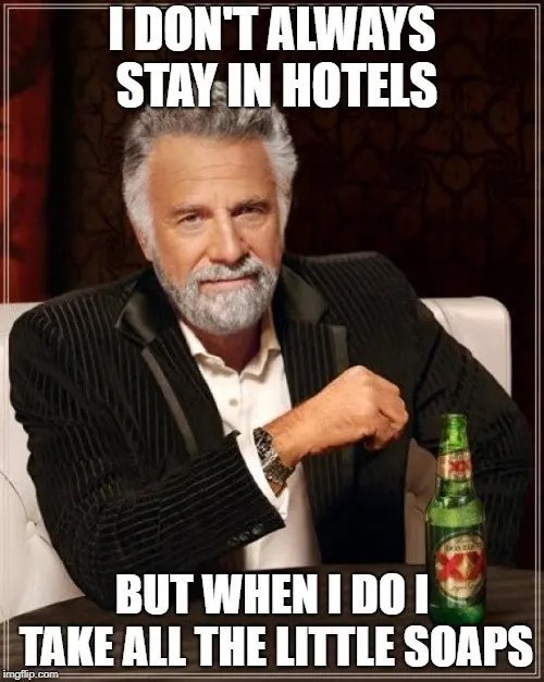 KendraKonitzer's tweet photo. Anyone else love the cute little hotel soaps?π§Όπ
pic creds: Maps n' Bags
#mememonday #konitzerfamilytravel #cruiseplannersofvalrico #idontalways #meme #JonathanGoldsmith #funny #travel #hotel #hotelsoap #traveling #vacationing #free #hotelroom #vacation #monday https://t.co/AayRd2Z9vd