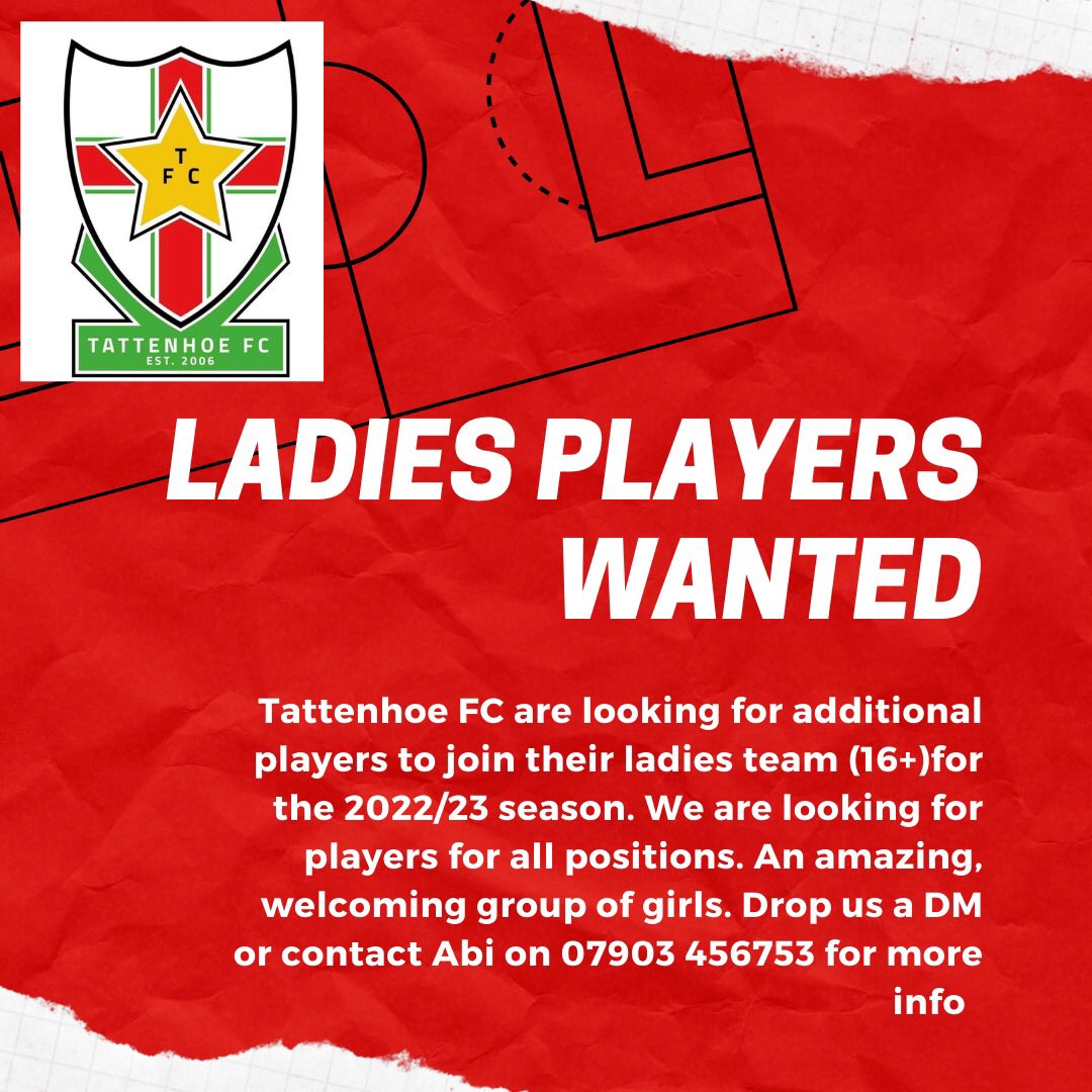 Fancy yourself as the next Beth Mead, Leah Williamson or Mary Earps?? Then why not come along to one of our open training sessions? Starting back tonight 7-9pm. All players, regardless of experience, welcome 🔥❤️⚽️