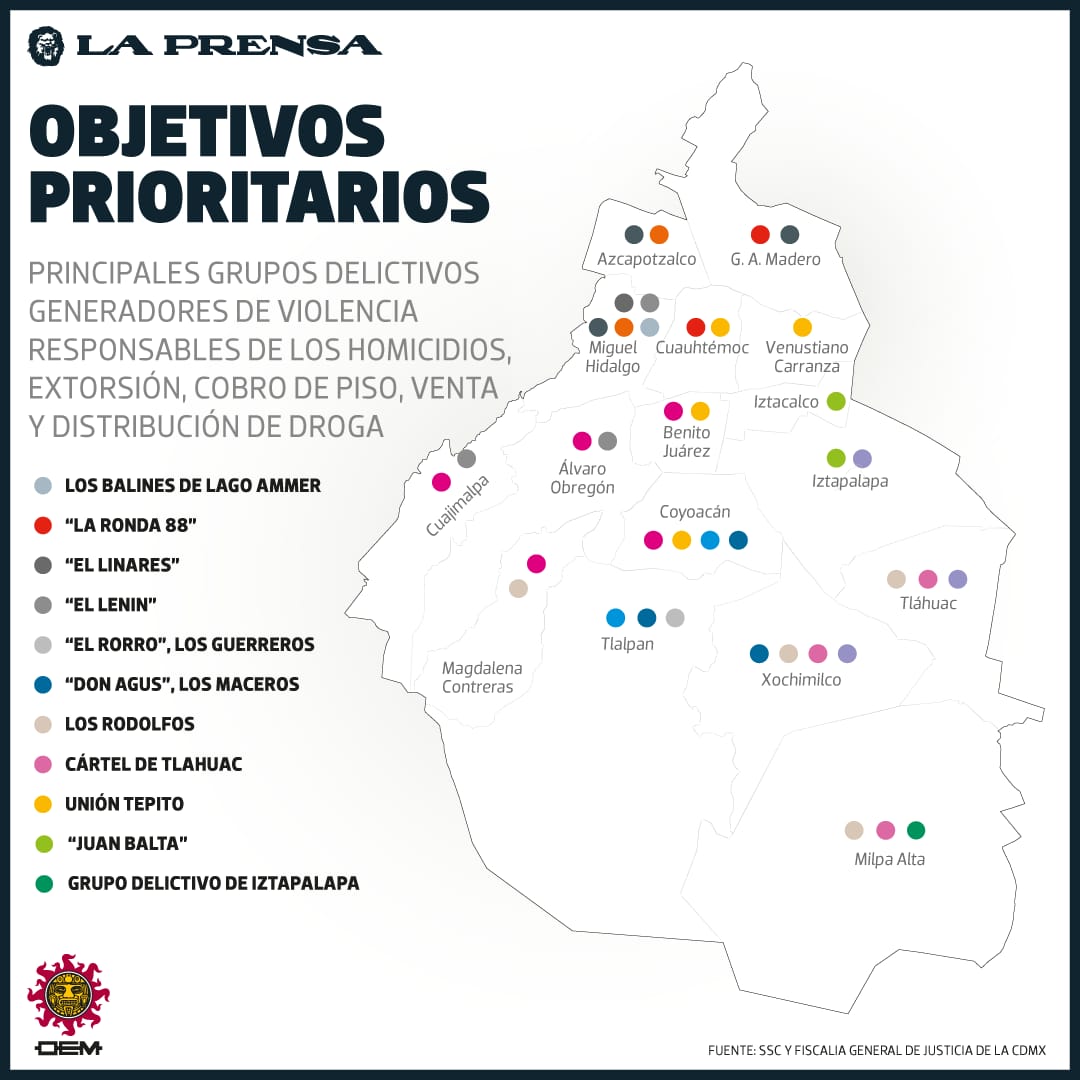 laprensaoem's tweet photo. #CarpetaDeInvestigación📂 
Doce grupos criminales se disputan el control de la venta de armas, drogas, cobro de derecho de piso y extorsiones en la #CDMX ⬇️

https://t.co/v0c0tAobOL https://t.co/ouInEQj0dc