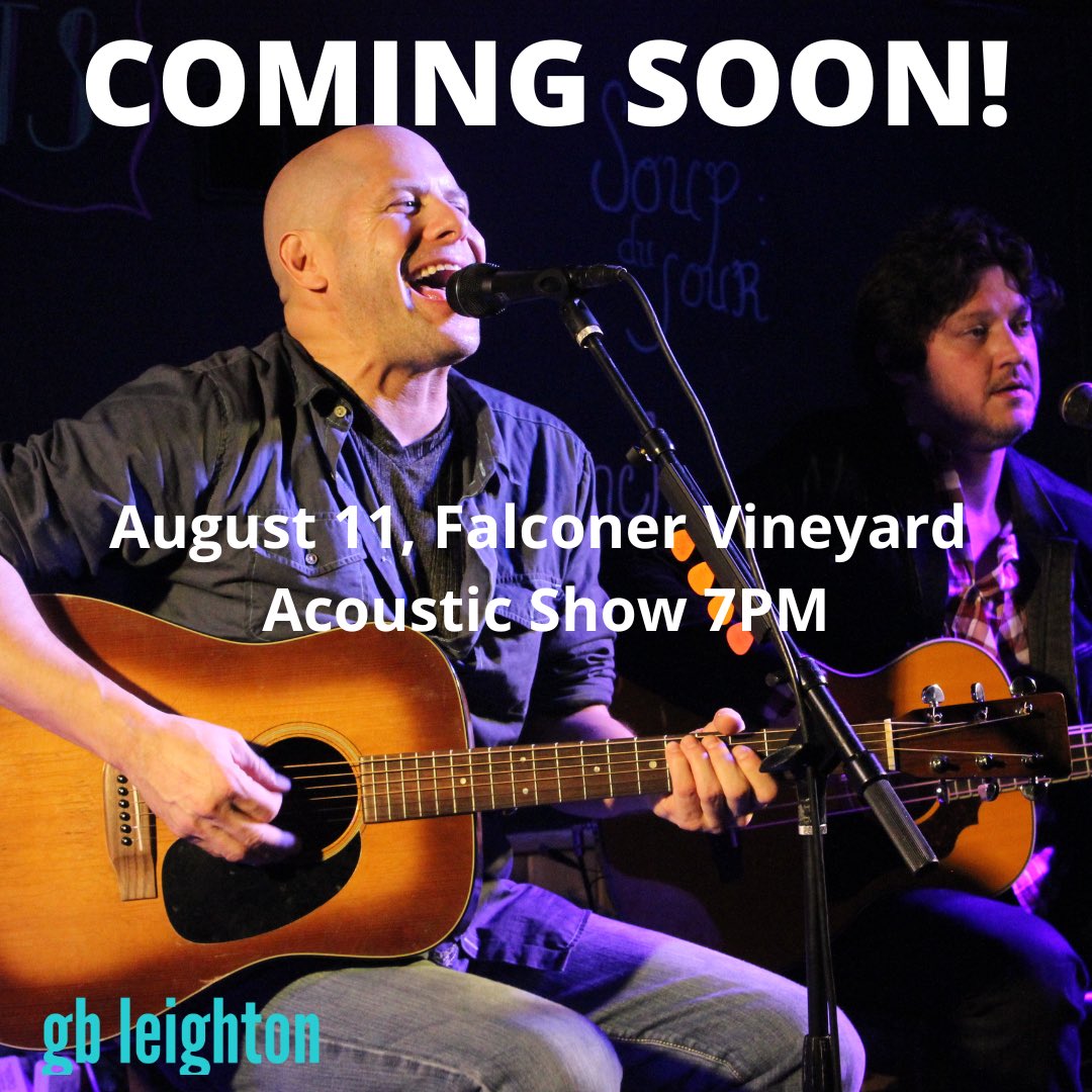 Coming Soon! The Falconer Vineyard is a must see event in Red Wing! Come join us for wine, wood fire pizza and tunes in a beautiful setting with GB Leighton! Tickets available here: falconervineyards.com/events-1/music…  gbleighton.com