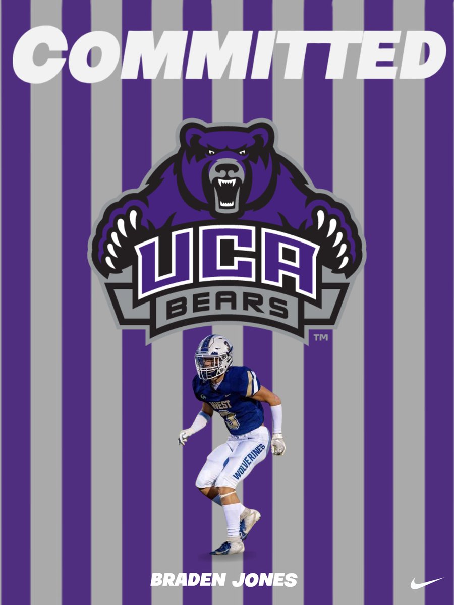 bradenjjones's tweet photo. 100% Commited!! @UCA_Football @NathanBrownUCA @CoachJackson16 @coachkitchens42 @DaleJonesDJ @coachbpratt @tystorey4 @ArRecruitingGuy @tctabler @BVille_West_FB https://t.co/xT1V7qOikb
