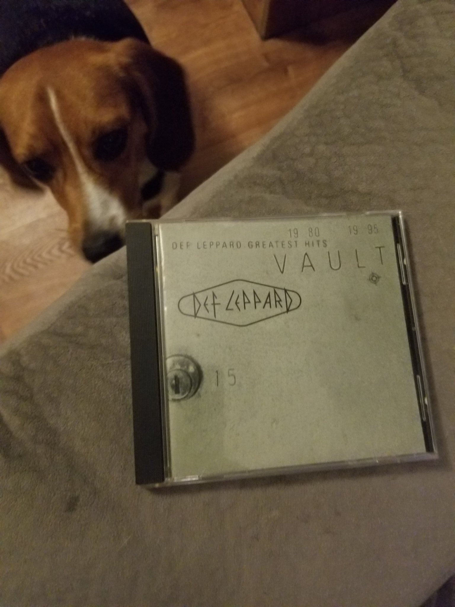 Jaxon wanted to listen to Vault today.  Happy birthday Joe Elliott! 