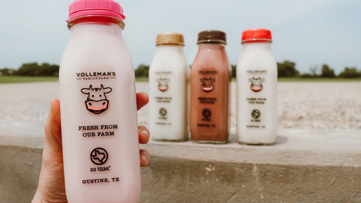 Volleman's Family Farm - Milk in glass bottles from a local Texan