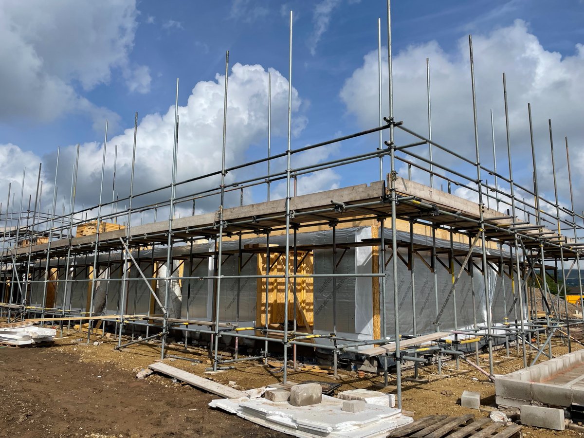 FlitcraftLtd's tweet photo. Nothing better than erecting timber frames with a blue sky as a backdrop, our 140mm panel gives a U Value of 0.16 without the need for additional insulation!  If you have a timber frame project you would like to discuss with Flitcraft, please call us on 01995 679444 #flitcraft https://t.co/USYN4N4uA8
