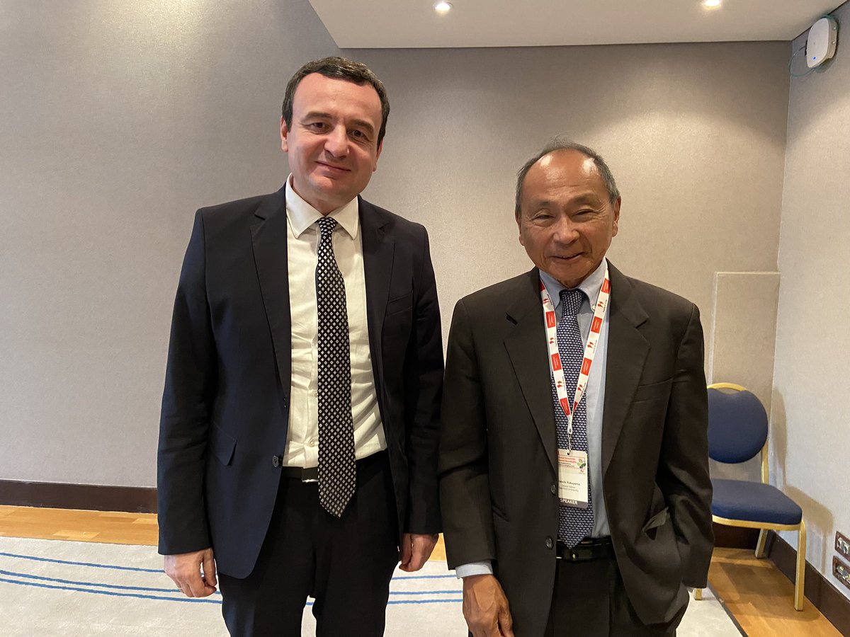 FukuyamaFrancis's tweet photo. I met Kosovo’s Prime Minister @albinkurti in Athens last month, who deserves support in his present confrontation with Serbia. https://t.co/DoBgwBLFg6