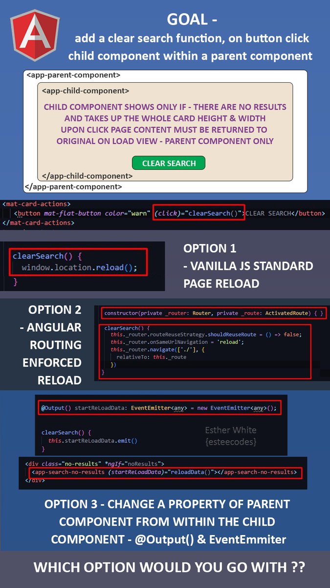 multignite's tweet photo. I submitted my PR,
but I am having second thoughts 🤔

Which option would you go with ?

#angular #javascript #pr #components #onClick #function #eventlistener #eventemmiter https://t.co/GktyPumQr8