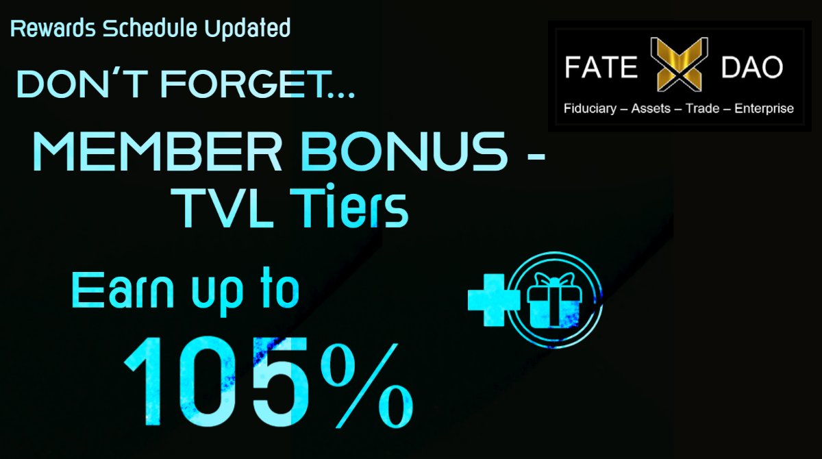 #DAO members notice: 

Reward schedule updated

If you're not participating in FATExFi.io we need you! 
Earn the bonus and the vote

#Crypto #Airdrop #Giveaways 

$MATIC $BTC $ETH