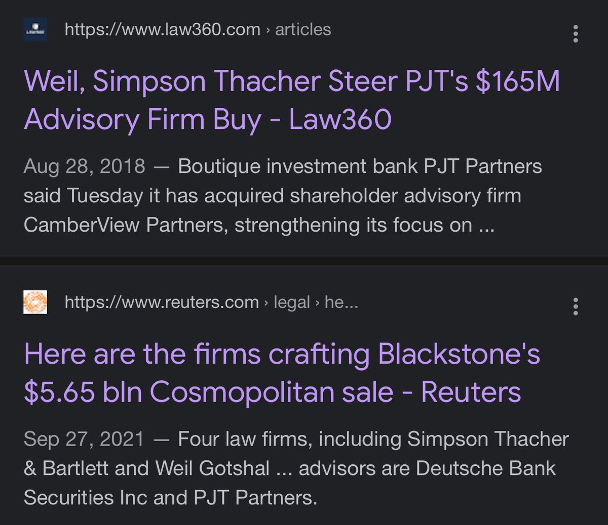 🧵Bill Hinman &amp; PJT Partners🧵 

Hinman’s conflicted holdings per the SEC, stated “PJT Partners” was not allowed to be held by SEC staff along with Goldman Sachs, &amp; Blackstone. He held all 3. 

PJT Partners is HUGE client of Simpson Thacher. 💨🔥 

1/11 Continue...#RETWEET