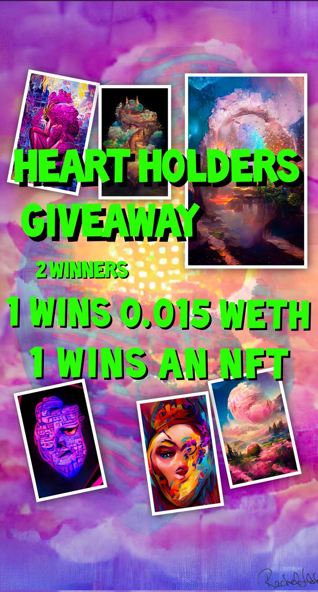 Giveaway to the holders of my Hearts on OpenSea🥰
2 Winners 48 hrs😘 
1 x 0.015 #WETH
1 x an #NFT

If they're sold out, I'll make a custom one just for you💗

To enter post your NFT here! 
Each🫀is a ticket😍 

Want to enter? Hearts are here👇
opensea.io/collection/hum…
#nftGivaway