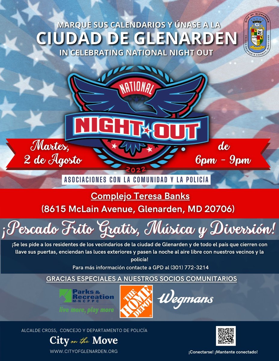 TOMORROW! City of Glenarden National Night Out 🌆🚔🌟 - 
¡MAÑANA! Ciudad de Glenarden Salida Nocturna Nacional - mailchi.mp/8b9900ed8236/c…