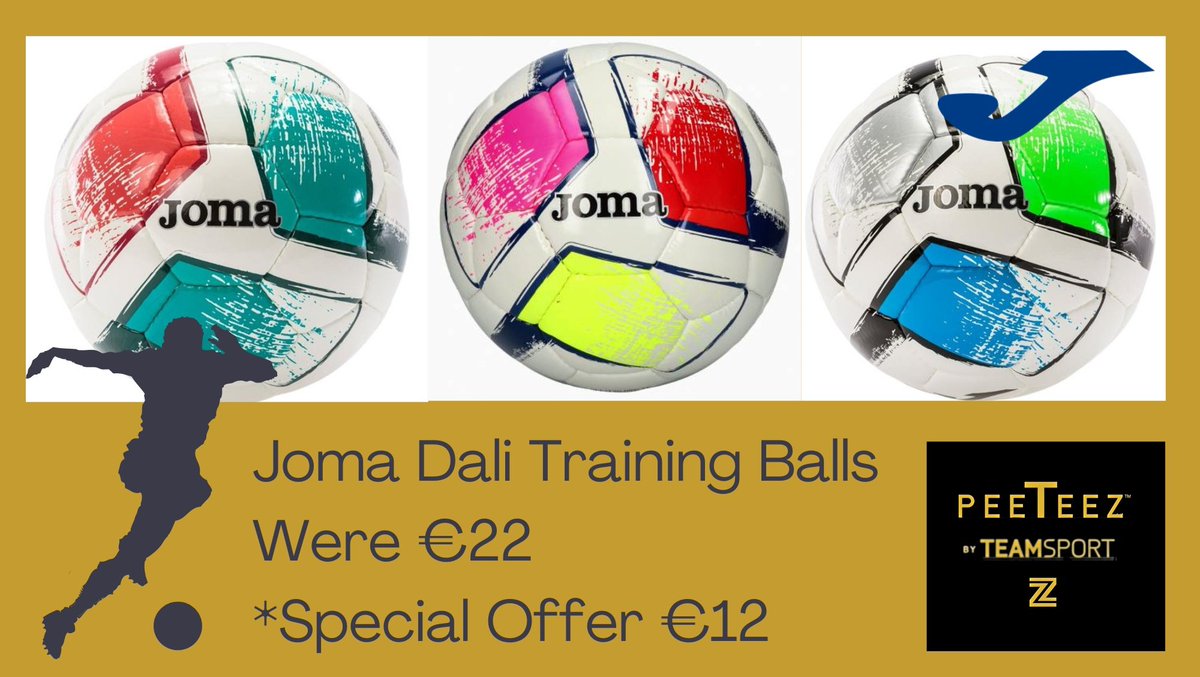 PeeTeez's tweet photo. *Pre-Season Special*
Aim, Shoot & Score with our Special Offer on high quality Joma Dali Training Balls ⚽️
Normally €22 🌟Special Offer €12
#trainingballs #footballclub #soccer #jomadali https://t.co/VIhZyALLfb