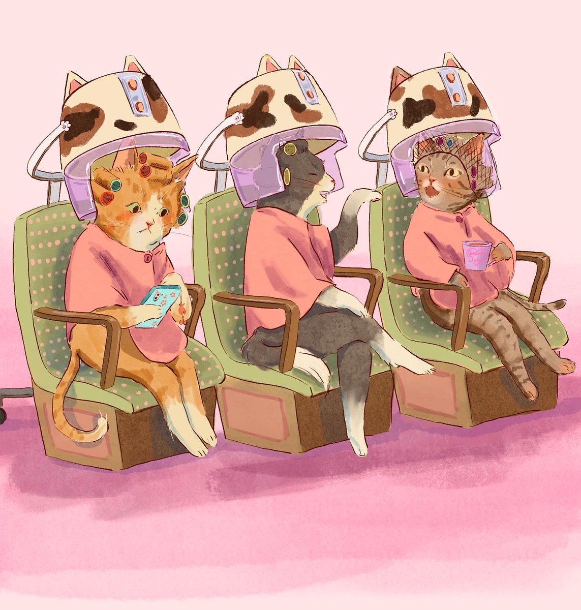 Kaede_painter's tweet photo. Some of my works with cat-hairdressers made for a japanese cat salon in Tokyo

#cat #illustration #cute #drawing #art #artwork #portfolio #猫 #イラスト #絵 #かわいい https://t.co/CtdtyseEOh