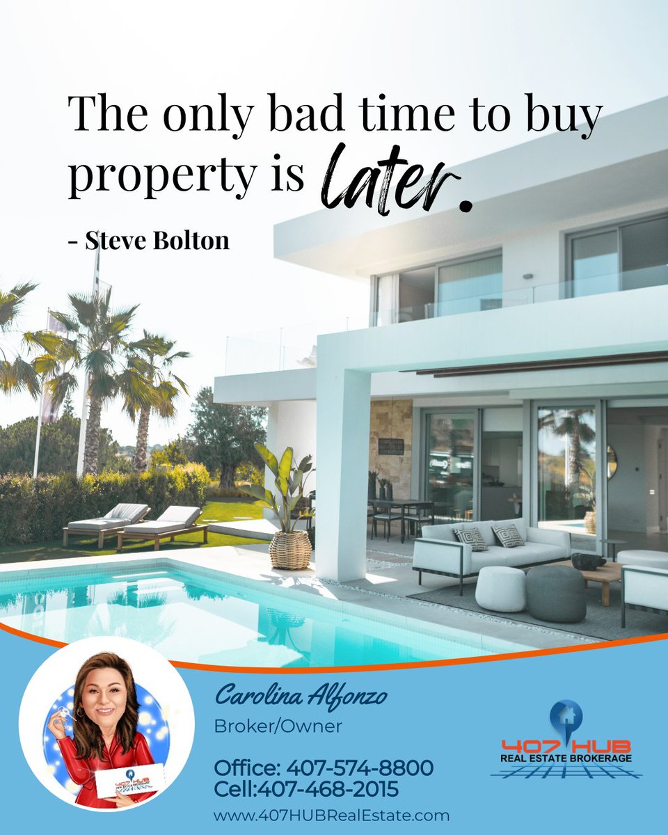 407HUBRealEstat's tweet photo. The market is changing, but what is never going to change is the best time to buy a house is always five years ago. 

What's holding you back from buying your next home, land, or rental property? Now is the time to invest in your future.

#motivationalquote #inspirationalquote https://t.co/V36NMelJft