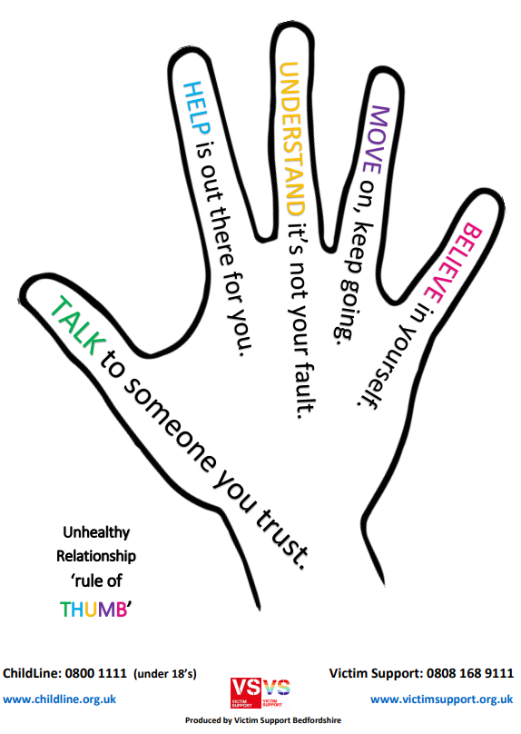 Another #TopTipTuesday! Here's one of our favourites....Our rule of THUMB for anyone affected by an #unhealthyrelationship or #domesticabuse.

#domesticabusesupport #domesticabuse #coercivecontrol #ruleofTHUMB #bedfordshire #support #youarenotalone #toptiptuesday