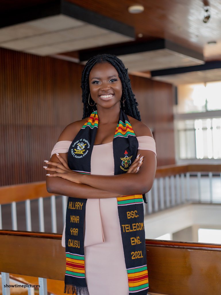 KNUST_Live's tweet photo. Congratulations Hillary Owusu [@goldenhillarie], Telecommunication Engineering Class of 2021 on your your fully funded scholarship at University of Maryland, College Park. 

Hillary will be doing her PhD in Electrical and Computer Engineering. 

#KNUSTLive | #KNUSTExcellence https://t.co/Kjou2w5Gja