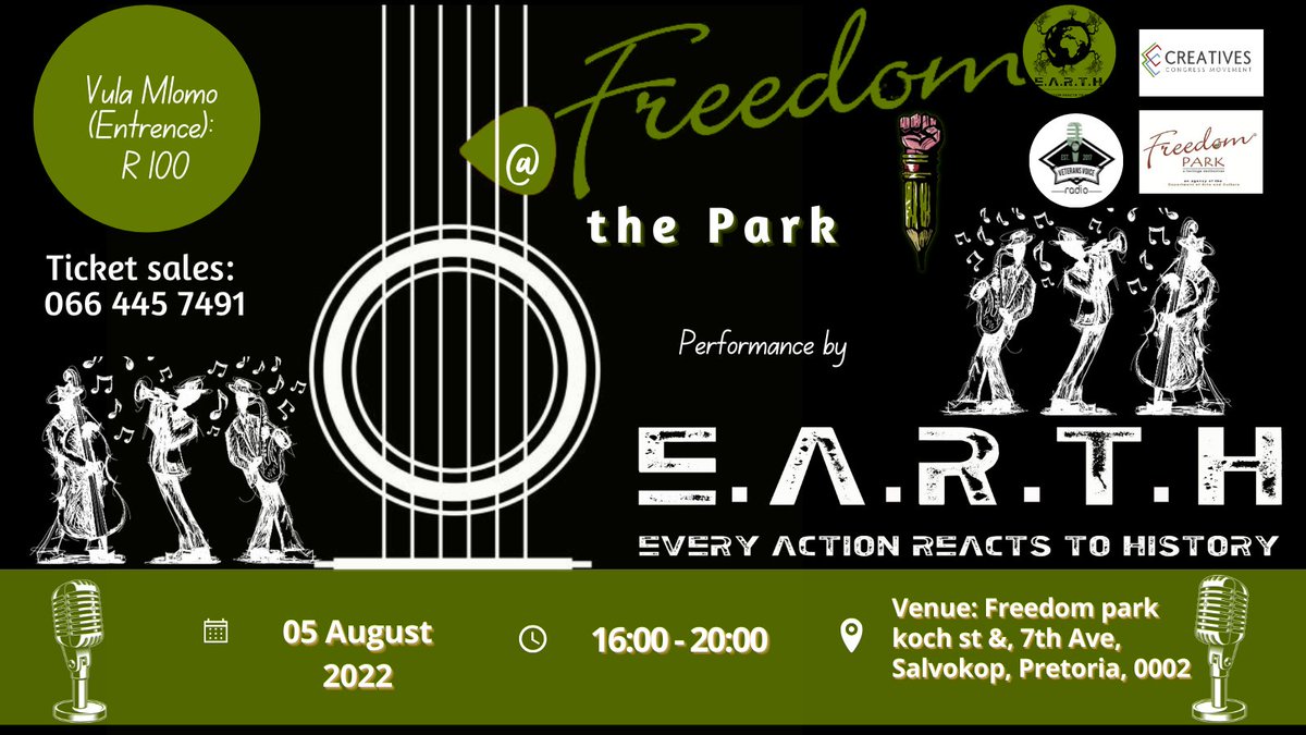 EARTH19_ZA's tweet photo. 🌍E.A.R.T.H is back again with another soul filled session. Make your way to @Freedom_Park  this Friday, the 5th of August. 
🗣️Tell you friends to tell their friends, man bring your enemies too! 😂
All we do is spread love and beautiful Vibrations with our music.
Get your ticket https://t.co/Wd1Lgz6Krk